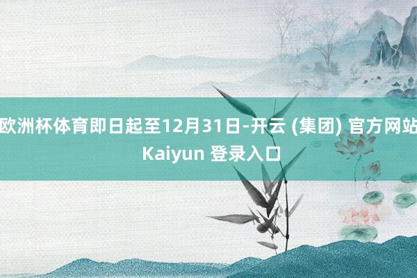 欧洲杯体育即日起至12月31日-开云 (集团) 官方网站 K