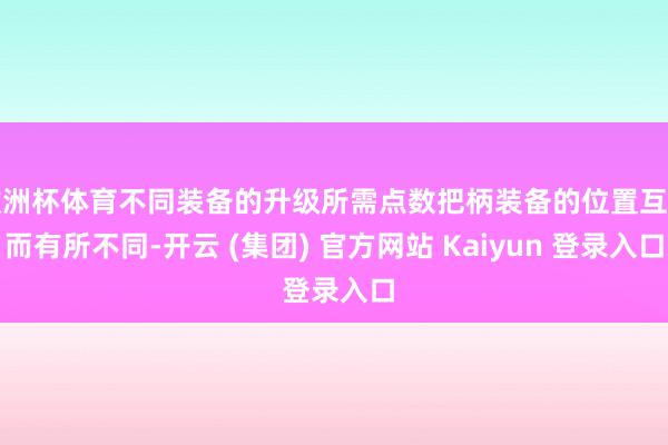 欧洲杯体育不同装备的升级所需点数把柄装备的位置互异而有所不同-开云 (集团) 官方网站 Kaiyun 登录入口