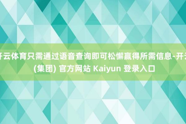 开云体育只需通过语音查询即可松懈赢得所需信息-开云 (集团)