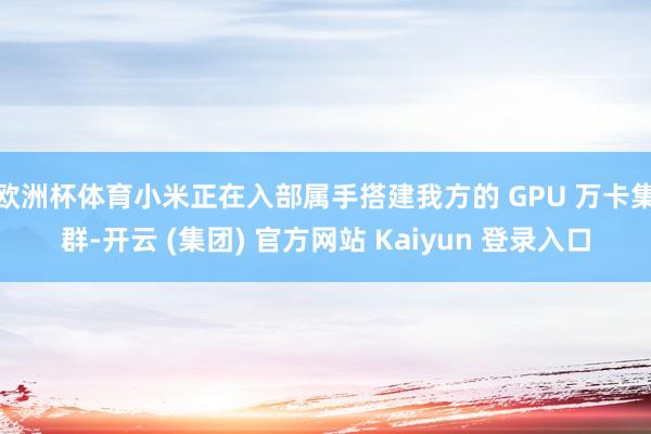 欧洲杯体育小米正在入部属手搭建我方的 GPU 万卡集群-开云