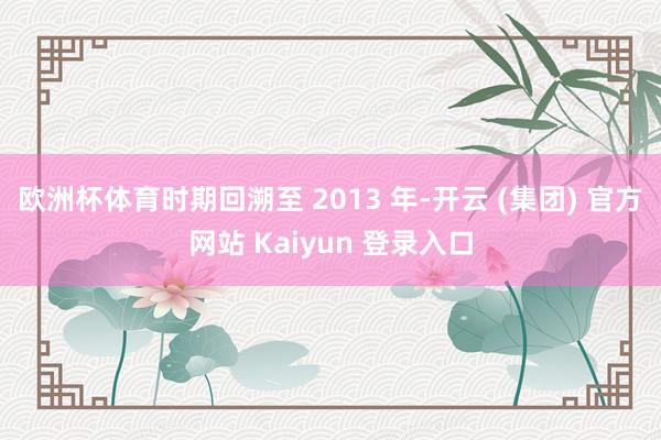 欧洲杯体育时期回溯至 2013 年-开云 (集团) 官方网站