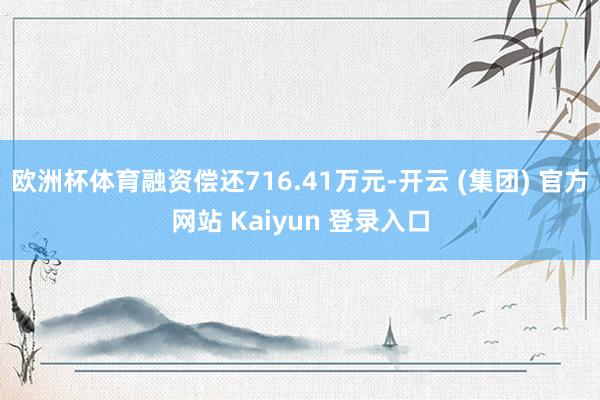 欧洲杯体育融资偿还716.41万元-开云 (集团) 官方网站 Kaiyun 登录入口