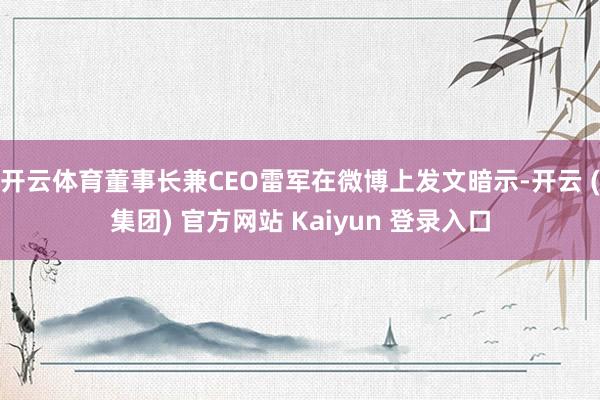 开云体育董事长兼CEO雷军在微博上发文暗示-开云 (集团) 官方网站 Kaiyun 登录入口